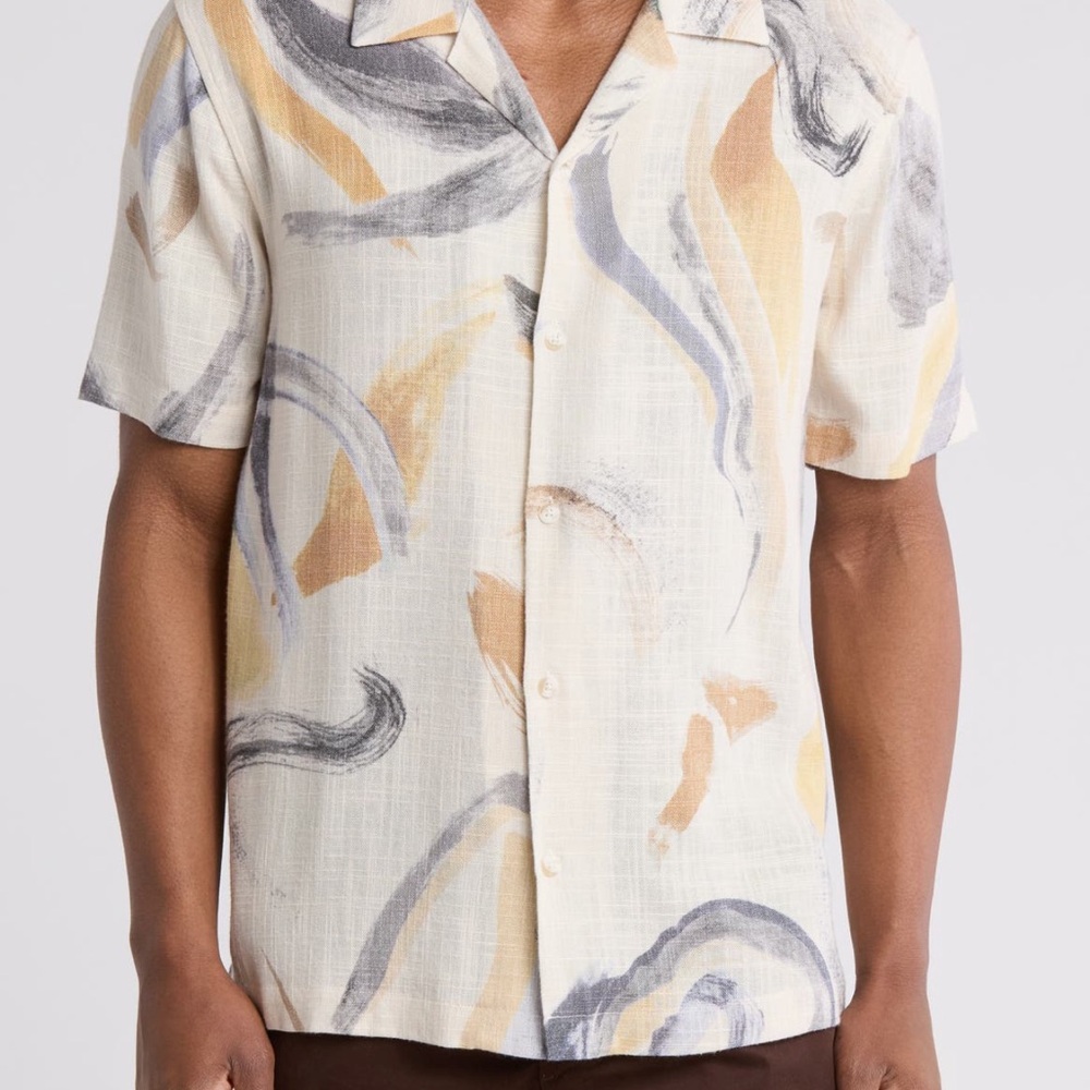 Jason Wu Cream and Gray Abstract Men's Shirt